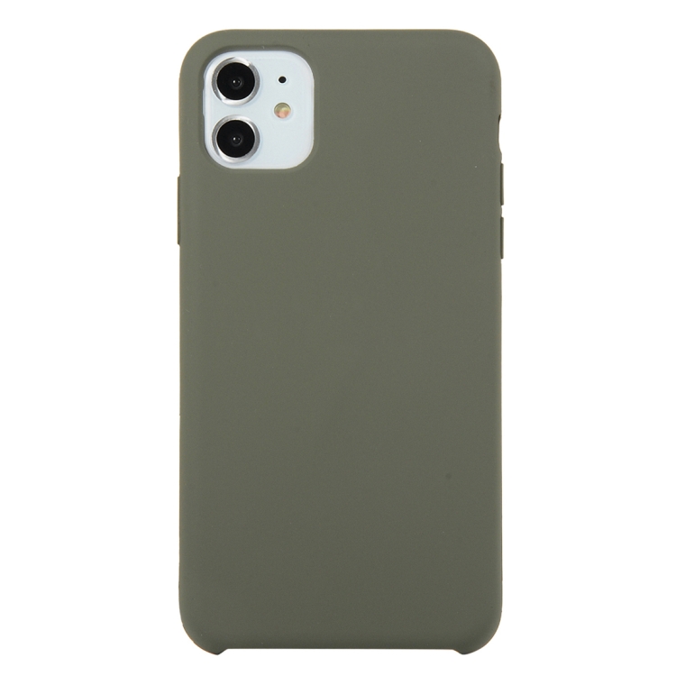 

For iPhone 11 Solid Color Solid Silicone Shockproof Case(Olive Green)