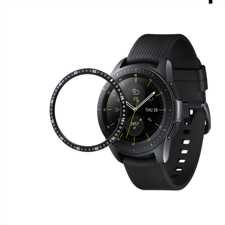 

For Galaxy 42mm / Gear S2 Stainless steel 304 Ring And Diamond Watch Protective Case(Black)