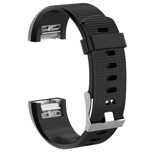 

For Fitbit Charge 2 Common Texture Silicone Replacement Wrist Strap Watchband with Buckle, Size:L(Black)