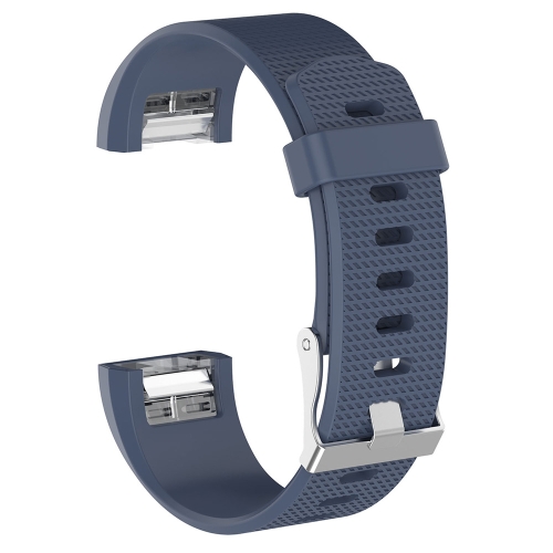 

For Fitbit Charge 2 Common Texture Silicone Replacement Wrist Strap Watchband with Buckle, Size:L(Blue Grey)