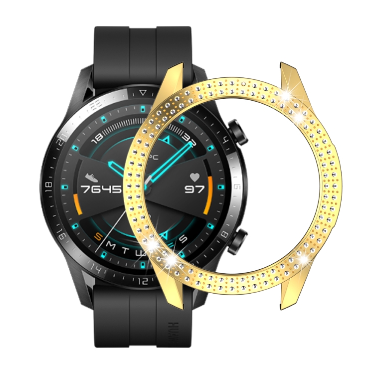 

For Huawei GT2 46mm PC Double Row Diamond Watch Case(Golden)