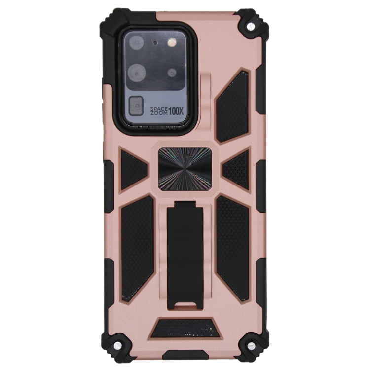 

For Galaxy S20 Ultra Shockproof TPU + PC Magnetic Protective Case with Holder(Rose Gold)