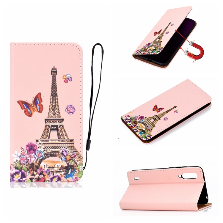 

For Xiaomi Mi CC9 Pure Color Painting Horizontal Flip Leather Case with Card Slots & Holder & Lanyard(Iron Tower)