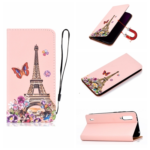 

For Xiaomi Mi CC9e Pure Color Painting Horizontal Flip Leather Case with Card Slots & Holder & Lanyard(Iron Tower)