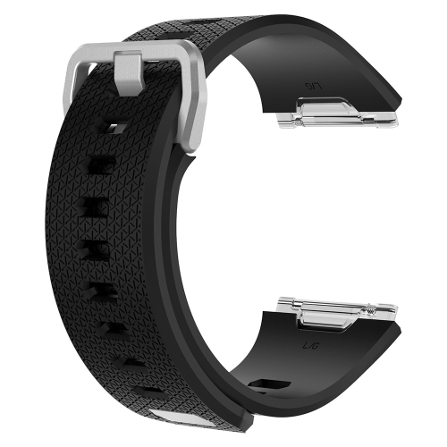 

For Fitbit Ionic Herringbone Texture Silicone Replacement Wrist Strap Watchband with Buckle, Size:S(Black)