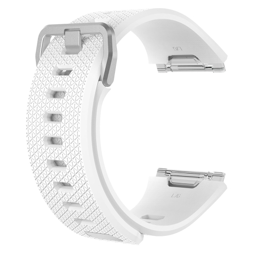 

For Fitbit Ionic Herringbone Texture Silicone Replacement Wrist Strap Watchband with Buckle, Size:L(White)