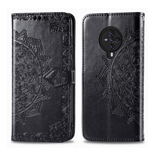 

For Vivo S6 Halfway Mandala Embossing Pattern Horizontal Flip PU Leather Case with Card Slots & Holder & Wallet(Black)