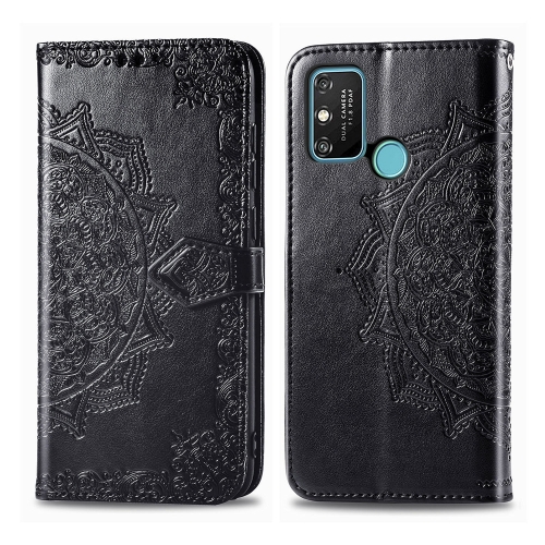 

For Huawei Honor Play 9A Halfway Mandala Embossing Pattern Horizontal Flip PU Leather Case with Card Slots & Holder & Wallet(Black)