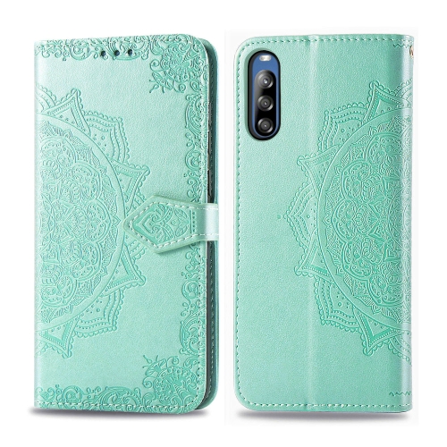 

For Sony Xperia L4 Halfway Mandala Embossing Pattern Horizontal Flip PU Leather Case with Card Slots & Holder & Wallet(Green)