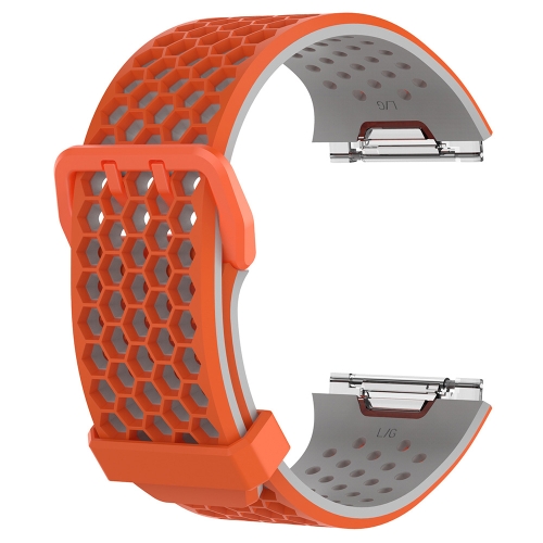 

For Fitbit Ionic Two-tone Silicone Replacement Wrist Strap Watchband with Buckle, Size:L(Orange + Grey)