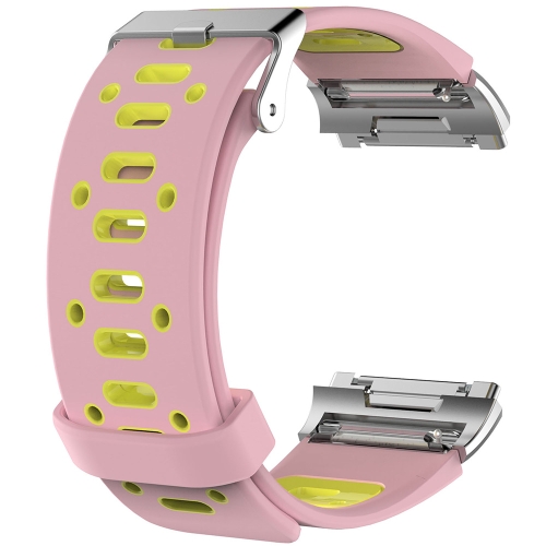 

For Fitbit Ionic Two-tone Silicone Replacement Wrist Strap Watchband with Buckle & Connector(Pink + Yellow)