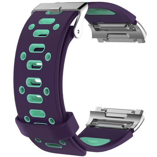 

For Fitbit Ionic Two-tone Silicone Replacement Wrist Strap Watchband with Buckle & Connector(Purple + Green)