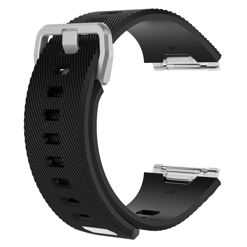 

For Fitbit Ionic Twill Texture Silicone Replacement Wrist Strap Watchband with Buckle, Size:S(Black)