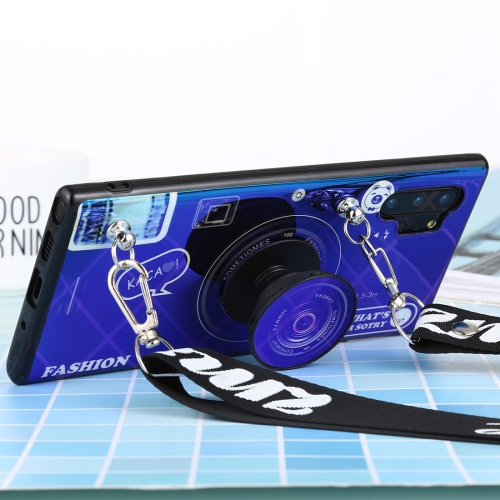 

For Galaxy Note 10 + Laser Shockproof Camera Pattern Case with Disc Holder & Lanyard(Blue)