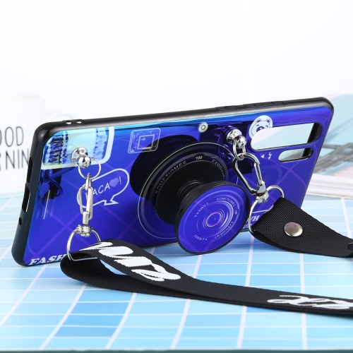 

For Huawei P30 Pro Laser Shockproof Camera Pattern Case with Disc Holder & Lanyard(Blue)