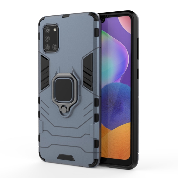 

For Galaxy A31 PC + TPU Shockproof Protective Case with Magnetic Ring Holder(Navy Blue)