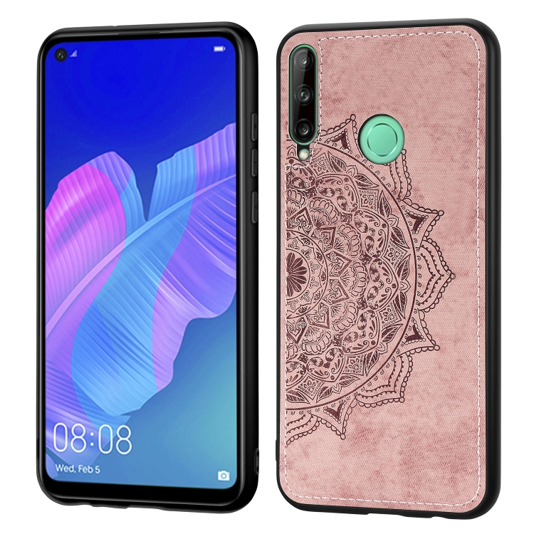 

For Huawei Y7P / P40 Lite E Mandala Embossed Cloth + PC + TPU Mobile Phone Case with Magnetic Function(Rose Gold)