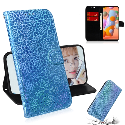 

For Galaxy A11 & M11 Solid Color Colorful Magnetic Buckle Horizontal Flip PU Leather Case with Holder & Card Slots & Wallet & Lanyard(Blue)