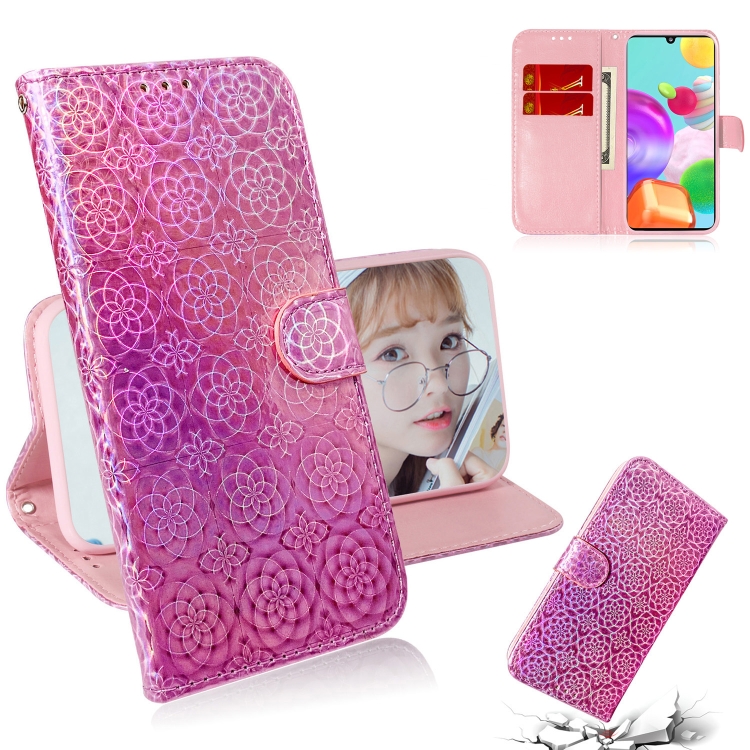 

For Galaxy A41 Solid Color Colorful Magnetic Buckle Horizontal Flip PU Leather Case with Holder & Card Slots & Wallet & Lanyard(Pink)