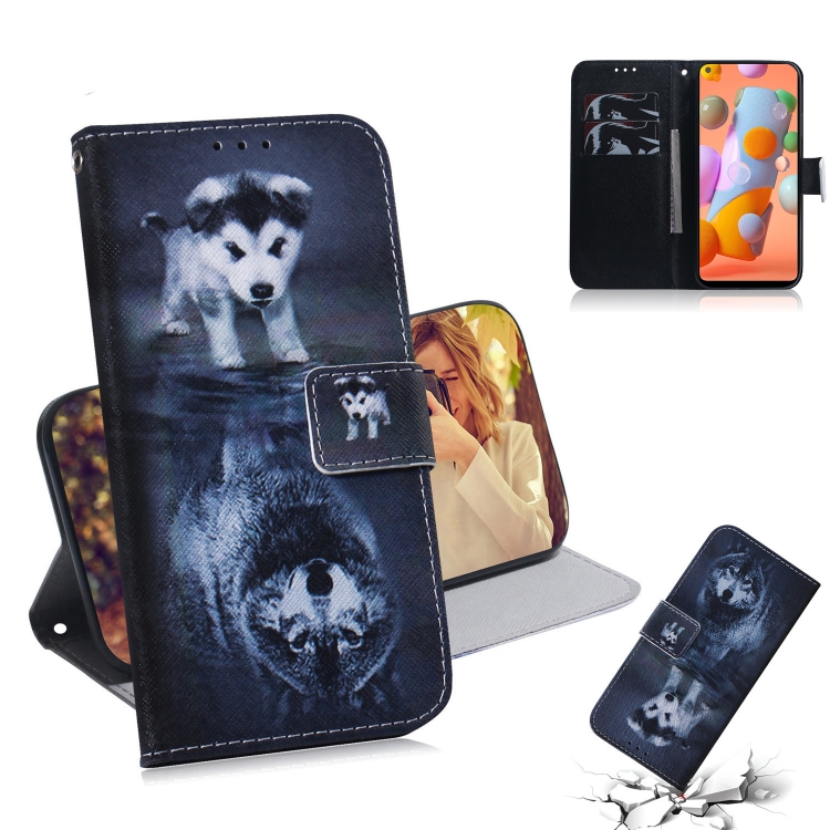 

For Galaxy A11 & M11 Colored Drawing Horizontal Flip Leather Case with Holder & Card Slot & Wallet(Wolf and Dog)
