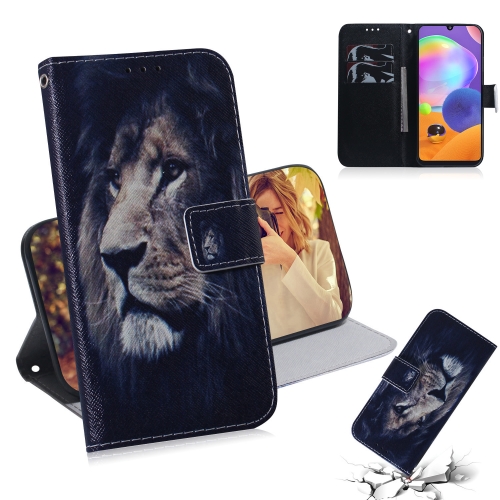 

For Galaxy A31 Colored Drawing Horizontal Flip Leather Case with Holder & Card Slot & Wallet(Lion)