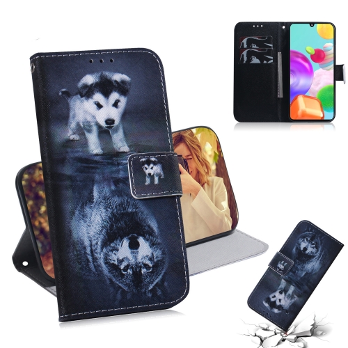 

For Galaxy A41 Colored Drawing Horizontal Flip Leather Case with Holder & Card Slot & Wallet(Wolf and Dog)