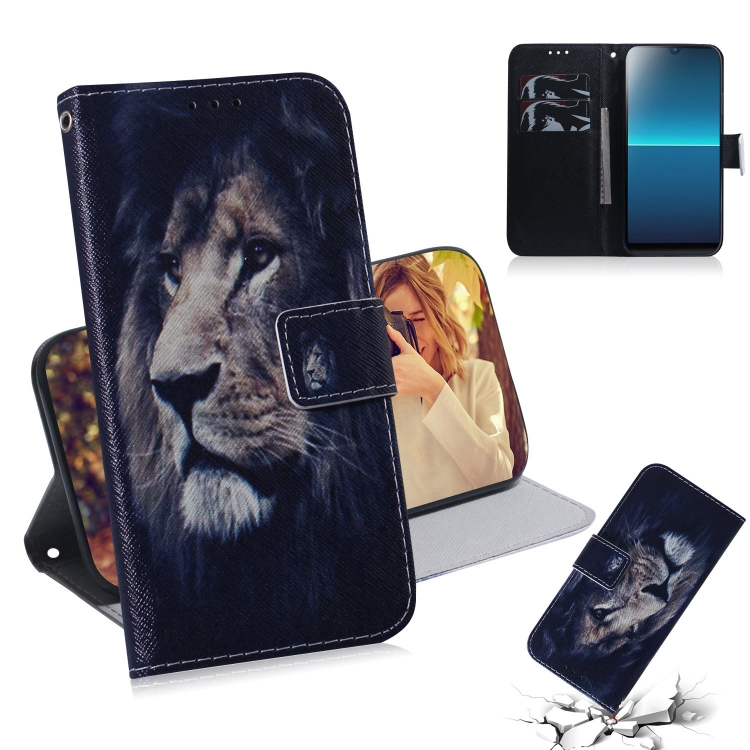 

For Sony Xperia L4 Colored Drawing Horizontal Flip Leather Case with Holder & Card Slot & Wallet(Lion)