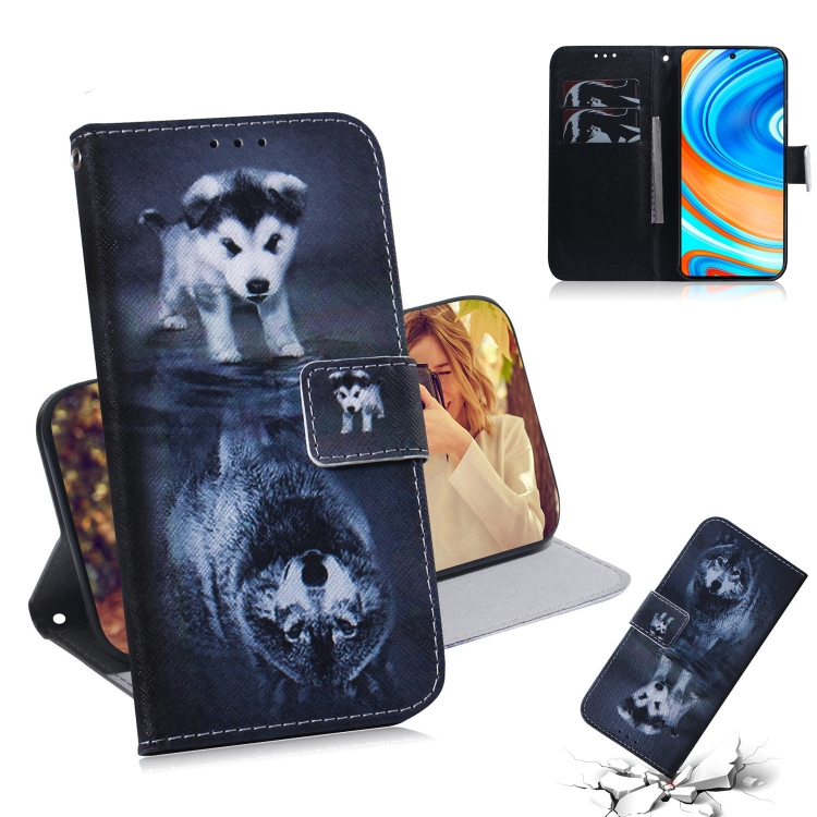 

For Xiaomi Redmi Note 9 Pro Colored Drawing Horizontal Flip Leather Case with Holder & Card Slot & Wallet(Wolf and Dog)