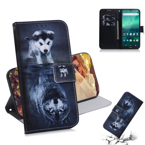 

For Nokia 1.3 Colored Drawing Horizontal Flip Leather Case with Holder & Card Slot & Wallet(Wolf and Dog)