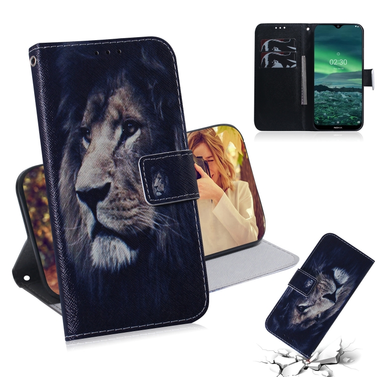 

For Nokia 2.3 Colored Drawing Horizontal Flip Leather Case with Holder & Card Slot & Wallet(Lion)
