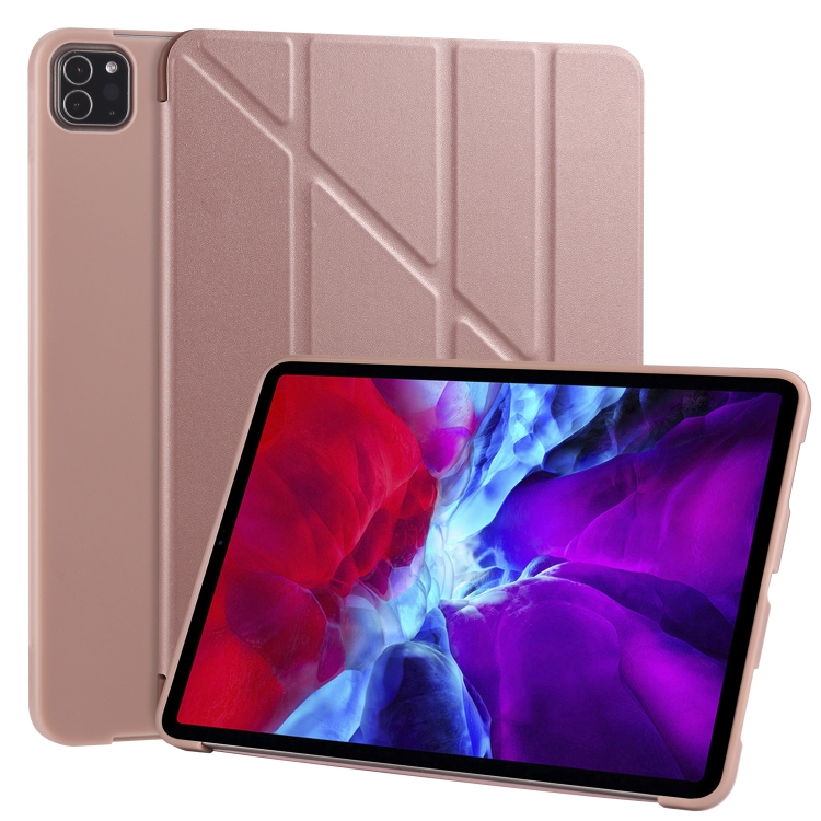 

For iPad Pro 11 (2020) Multi-folding Horizontal Flip PU Leather + Shockproof Honeycomb TPU Case with Holder(Rose Gold)
