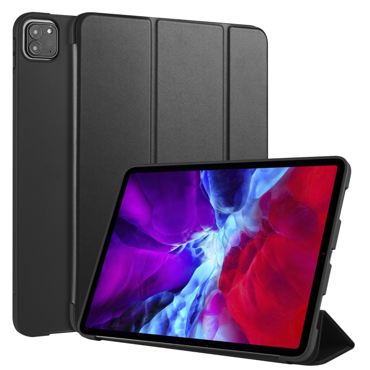 

For iPad Pro 11 (2020) 3-folding Horizontal Flip PU Leather + Shockproof Honeycomb TPU Case with Holder(Black)