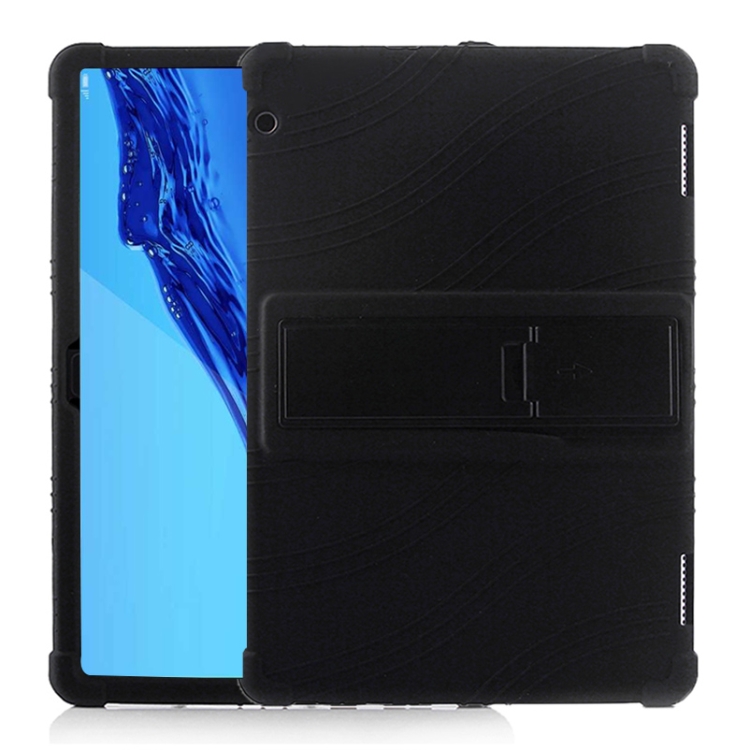 

For Huawei MediaPad T5 Tablet PC Silicone Protective Case with Invisible Bracket(Black)
