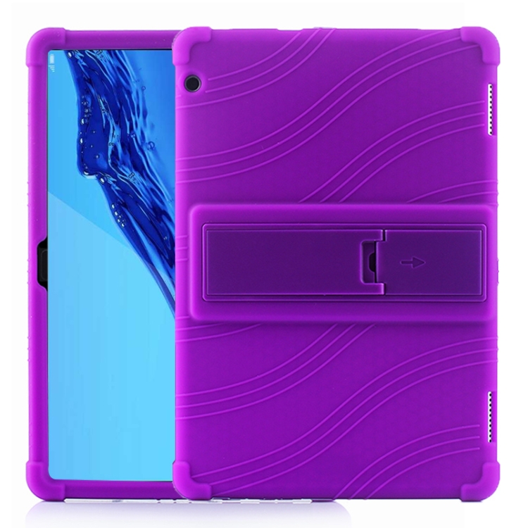 

For Huawei MediaPad T5 Tablet PC Silicone Protective Case with Invisible Bracket(Purple)