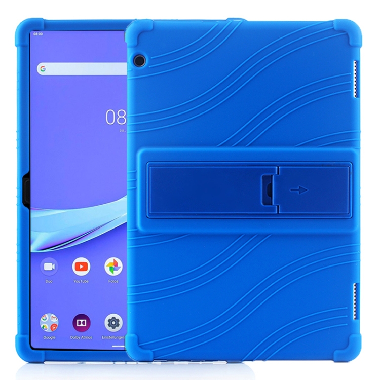 

For Lenovo Tab M10 Tablet PC Silicone Protective Case with Invisible Bracket(Dark Blue)