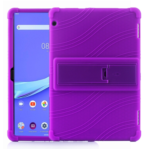 

For Lenovo Tab M10 Tablet PC Silicone Protective Case with Invisible Bracket(Purple)
