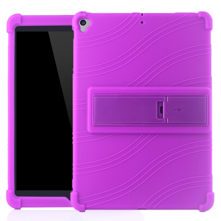 

For iPad 10.2 / 10.5 Tablet PC Silicone Protective Case with Invisible Bracket(Purple)