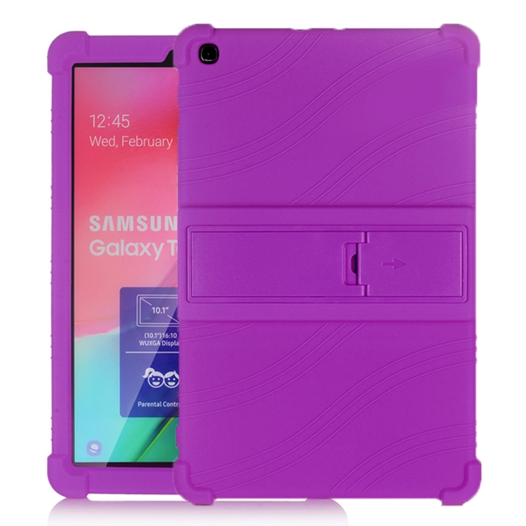 

For Galaxy Tab A 10.1 (2019) T510 Tablet PC Silicone Protective Case with Invisible Bracket(Purple)