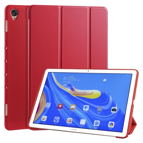 

For Huawei MediaPad M6 10.8 inch 3-folding Horizontal Flip PU Leather + Shockproof Honeycomb TPU Case with Holder(Red)