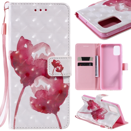 

For Galaxy A71 3D Painting Horizontal Flip Leather Case with Holder & Card Slot & Lanyard(Red Rose)