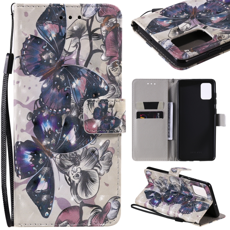 

For Galaxy A71 3D Painting Horizontal Flip Leather Case with Holder & Card Slot & Lanyard(Black Butterflies)