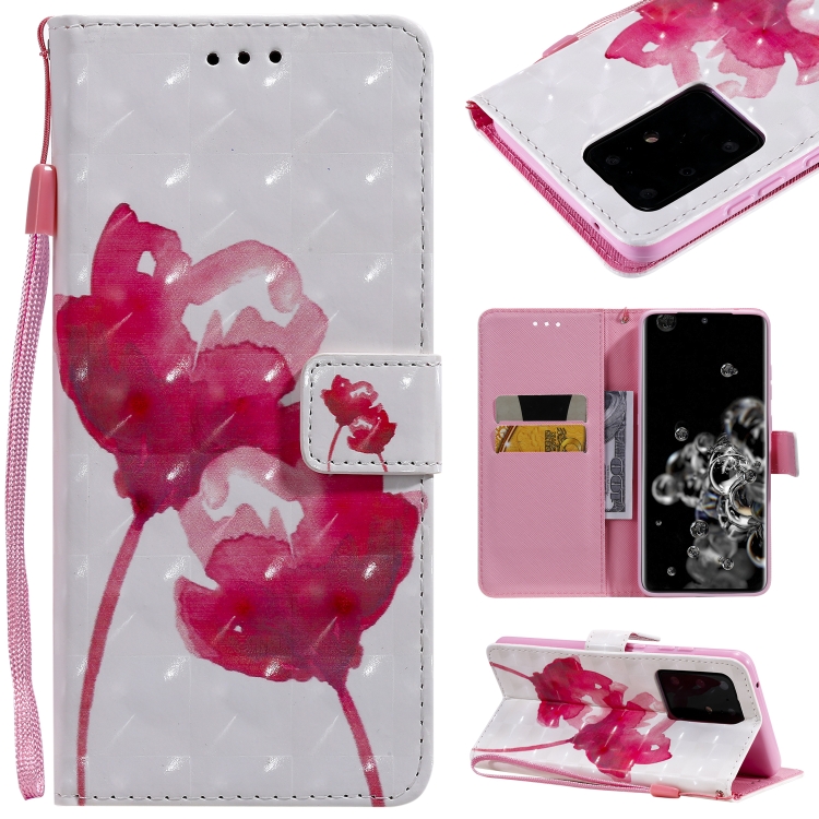 

For Galaxy S20 Ultra 3D Painting Horizontal Flip Leather Case with Holder & Card Slot & Lanyard(Red Rose)