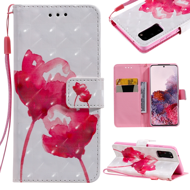

For Galaxy S20 3D Painting Horizontal Flip Leather Case with Holder & Card Slot & Lanyard(Red Rose)