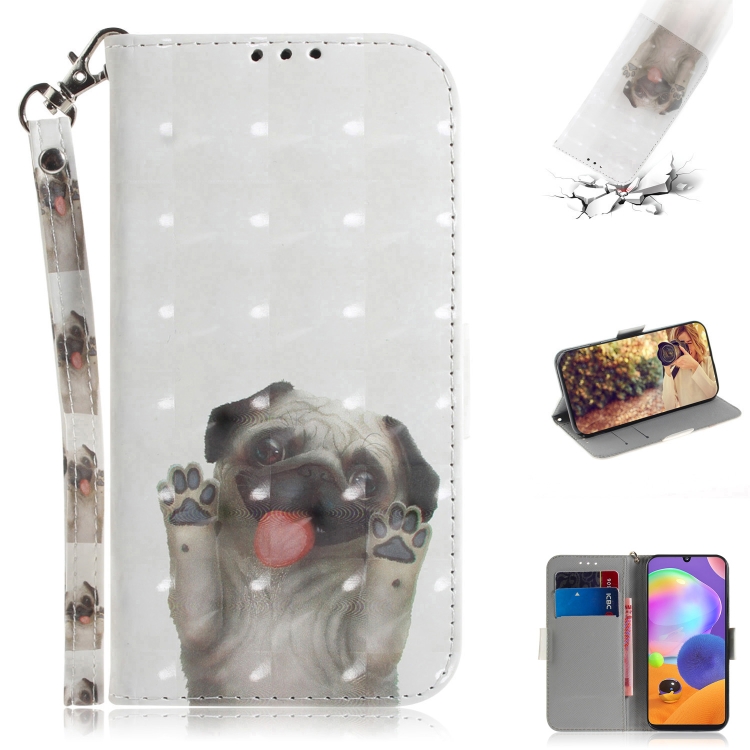 

For Galaxy A31 3D Colored Drawing Horizontal Flip Leather Case with Holder & Card Slot & Wallet & Lanyard(Pekingese Dog)