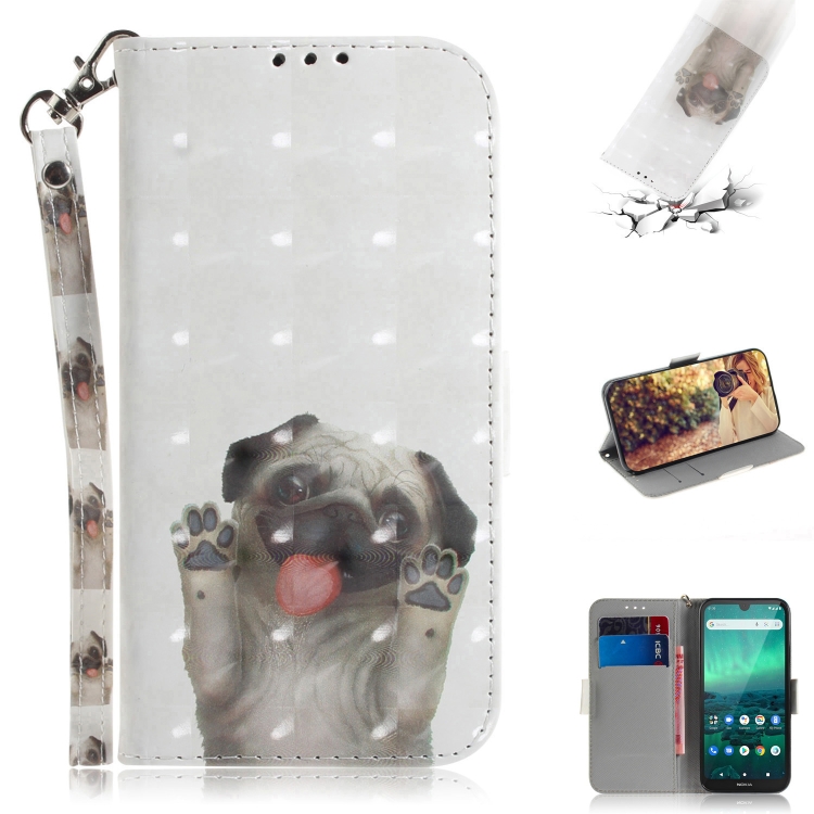 

For Nokia 1.3 3D Colored Drawing Horizontal Flip Leather Case with Holder & Card Slot & Wallet & Lanyard(Pekingese Dog)