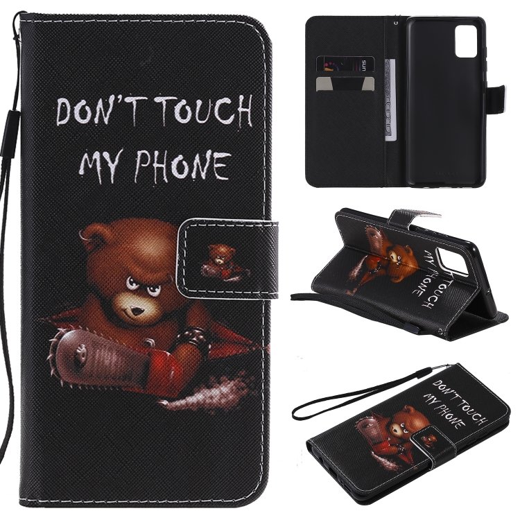 

For Galaxy A51 Painting Horizontal Flip Leather Case with Holder & Card Slot & Lanyard(Bear)