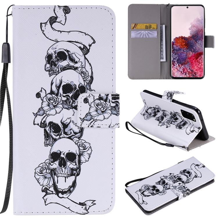 

For Galaxy S20 Painting Horizontal Flip Leather Case with Holder & Card Slot & Lanyard(Skull Bone)
