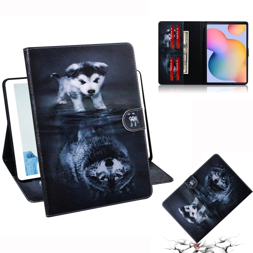 

For Galaxy Tab S6 Lite P610 / P615 Colored Drawing Horizontal Flip Leather Case with Holder & Card Slot & Wallet(Wolf and Dog)