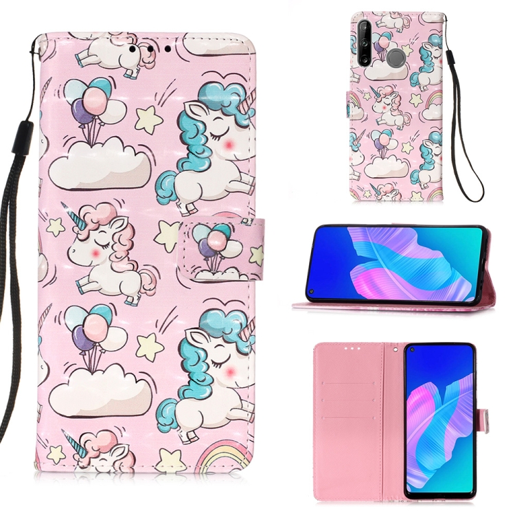 

For Huawei P40 Lite E / Y7P 3D Painting Horizontal Flip Leather Case with Holder & Card Slot & Lanyard(Pink Horse)