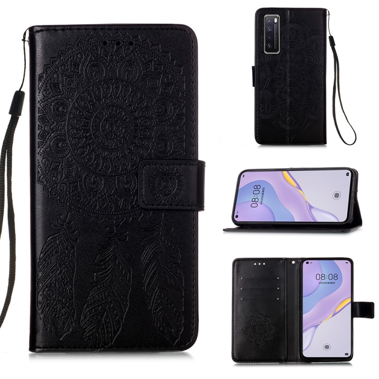 

For Huawei Nova 7 5G Dream Catcher Printing Horizontal Flip Leather Case with Holder & Card Slots & Wallet & Lanyard(Black)